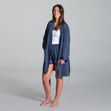 Alessia bamboo cotton women's robe in Navy Blue