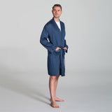 Alessio bamboo cotton men's robe in Navy Blue